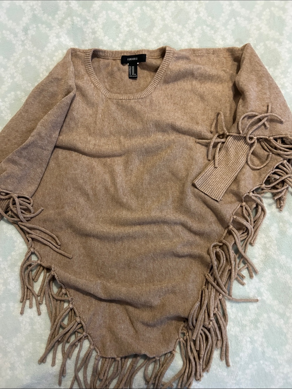 Forever 21 Taupe Fringe Poncho